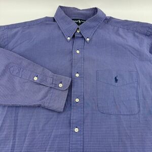 Ralph Lauren Blake Mens XL Button Down Shirt Blue Gingham Check LS Cotton